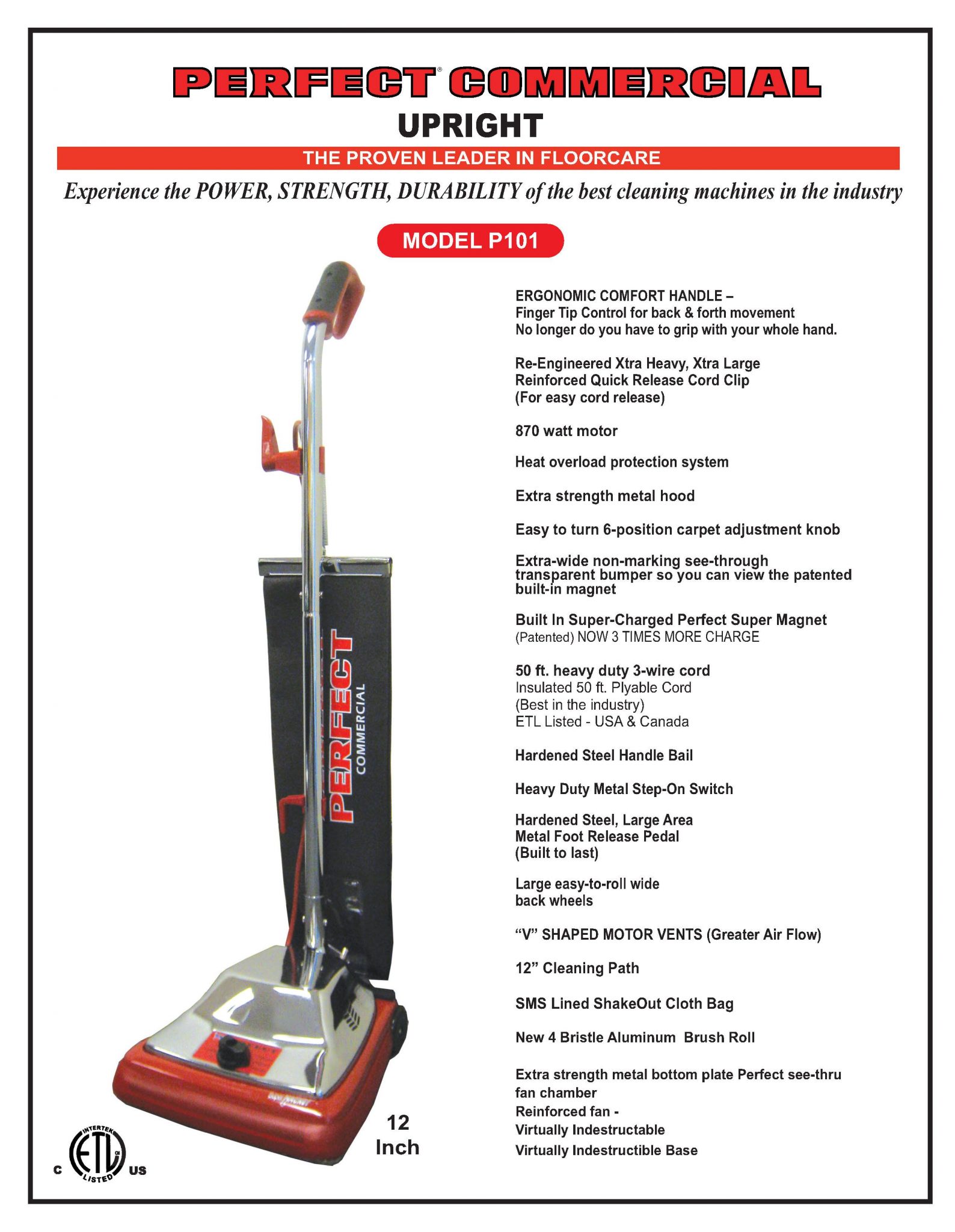 Perfect P101 12Inch Upright Vacuum Discount Vacs