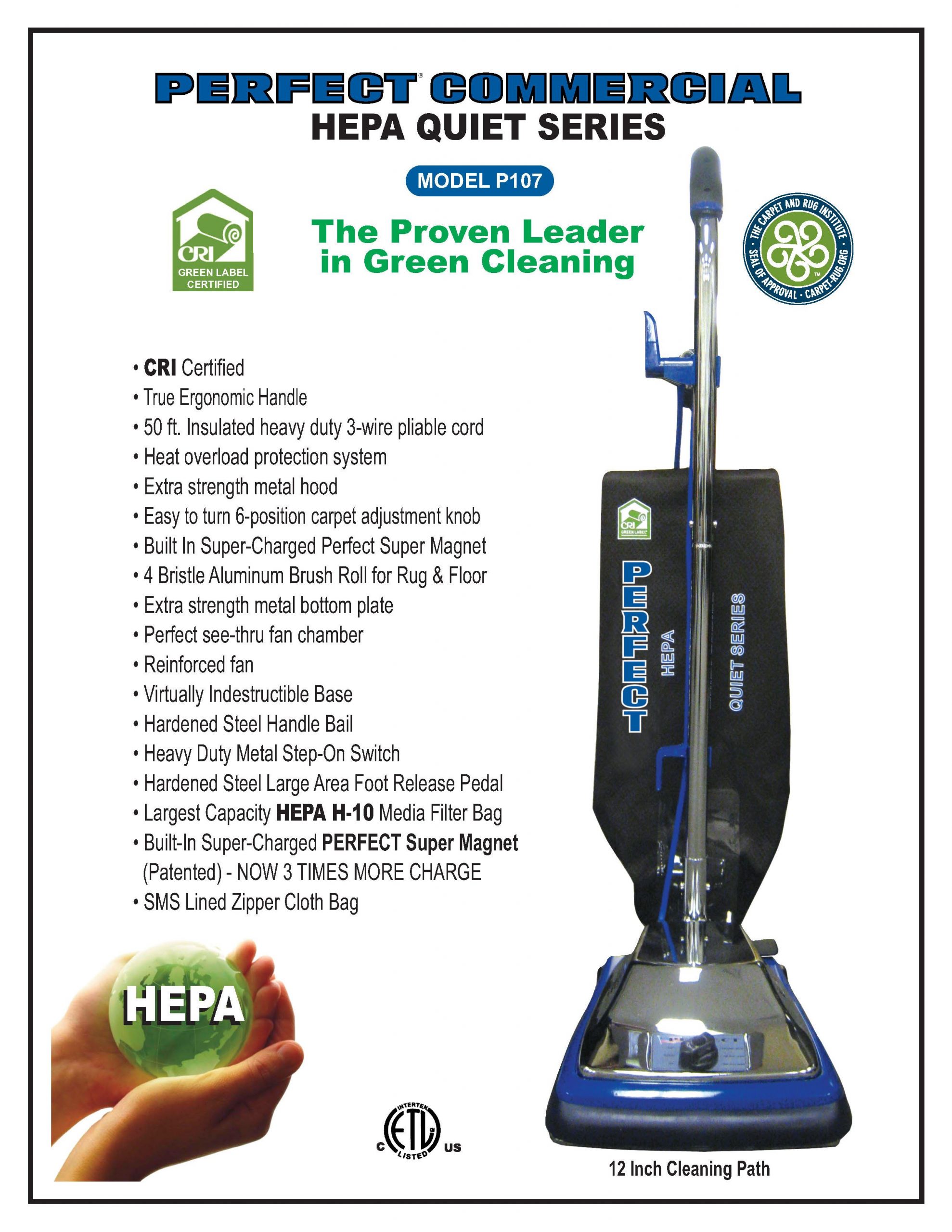 Perfect P105 Commercial HEPA Upright Vacuum